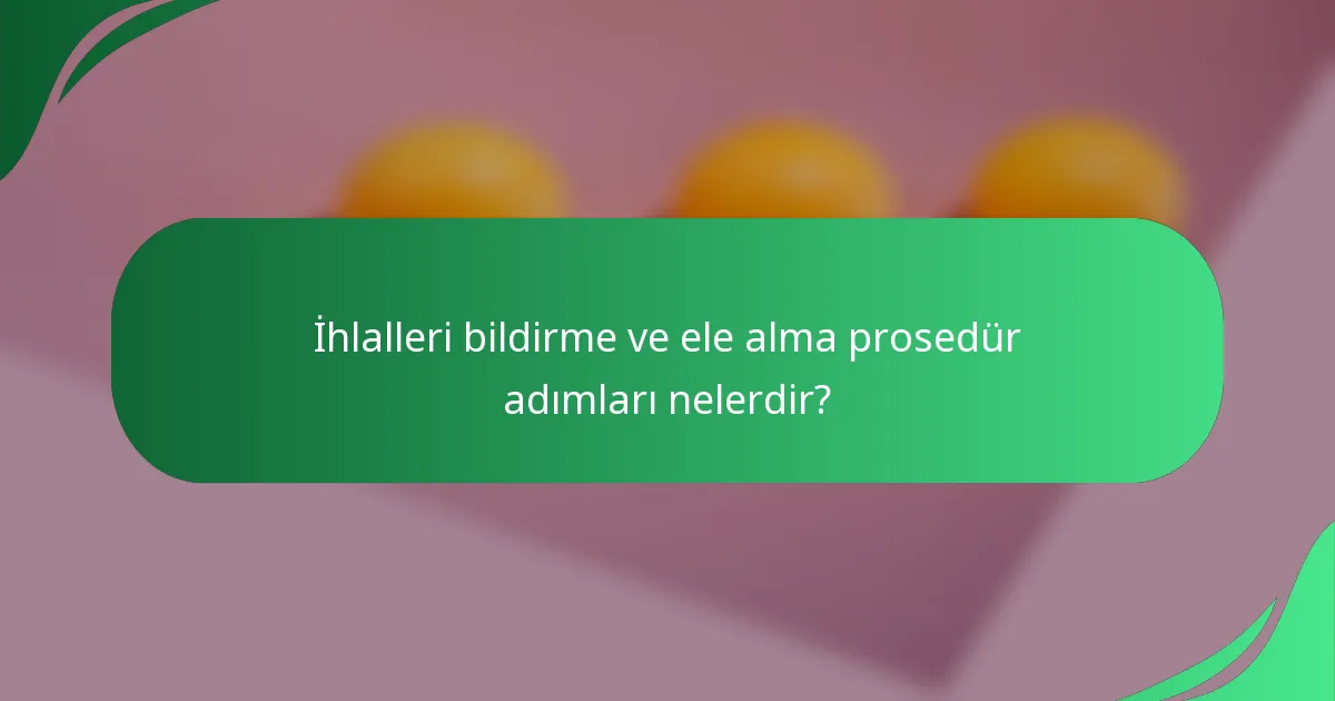 İhlalleri bildirme ve ele alma prosedür adımları nelerdir?